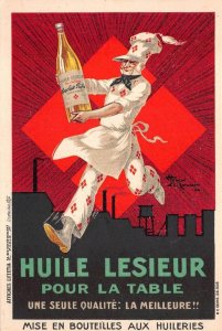 HUILE LESIEUR TABLE OIL CHEF COOKING FRANCE ADVERTISING POSTCARD (1924)