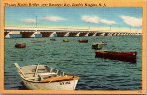 Vtg Seaside Heights NJ Thomas Mathis Bridge Barnegat Bay 1930s Linen Postcard