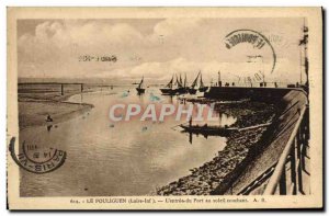 Old Postcard Pouliguen L & # 39Entree the Port at Sunset Ferries