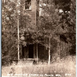 c1930s La Pointe, Wis. RPPC Old Mission Church Ruins Real Photo Postcard A99