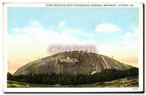 Postcard Old Stone Mountain With Confederate Memorial Monument Atlanta Ga