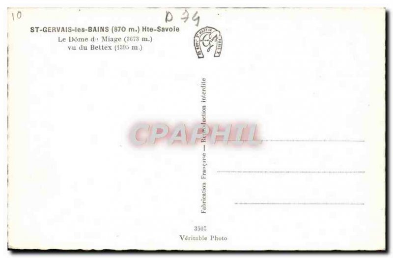 Modern Postcard Saint Gervais Les Bains Le Dome Miage seen Bettex