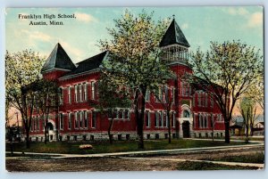 Austin Minnesota Postcard Franklyn High School Exterior Building c1910 Vintage