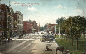 MARION IN Adams Street Scene OLD CARS CARRIAGE c1910 Postcard