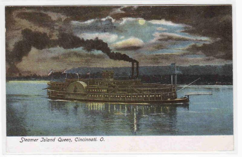 Paddle Steamer Island Queen Cincinnati Ohio 1905c postcard