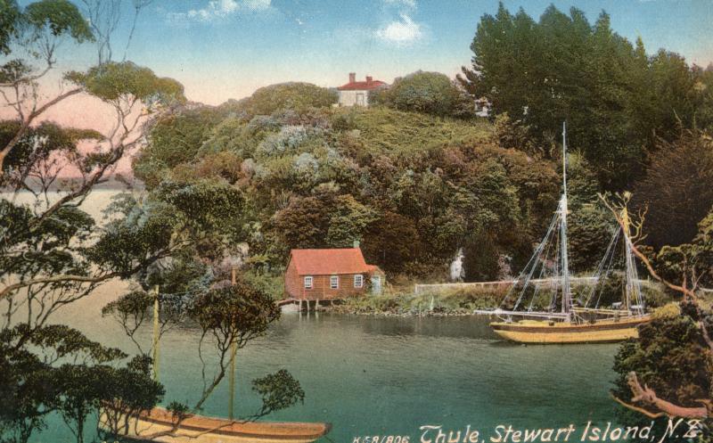 Thule Boats at  Stewart Island Vintage New Zealand Postcard