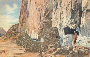 Postcard New Mexico Frijoles Canyon North Wall Ruins #56 1940s Teich 23-9242