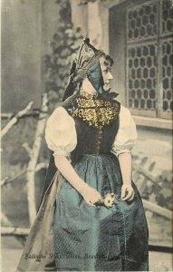 Vintage Postcard Woman in Cultural Dress Badische Volkstrachten Neustadt Germany
