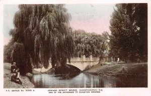 RPPC ARMACH STREET BRIDGE CHRISTCHURCH NEW ZEALAND COLORIZED REAL PHOTO POSTCARD