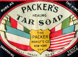 1880s Victorian Label For Packer's Healing Tar Soap Flags F144