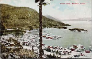 Wrangell AK Alaska Winter Scene Birdseye c1909 Lowman Hanford Postcard E91