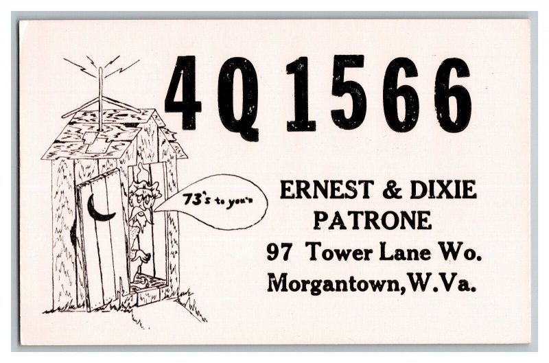 QSL Radio Card From Morgantown W. Va. West Virginia 4Q1566 