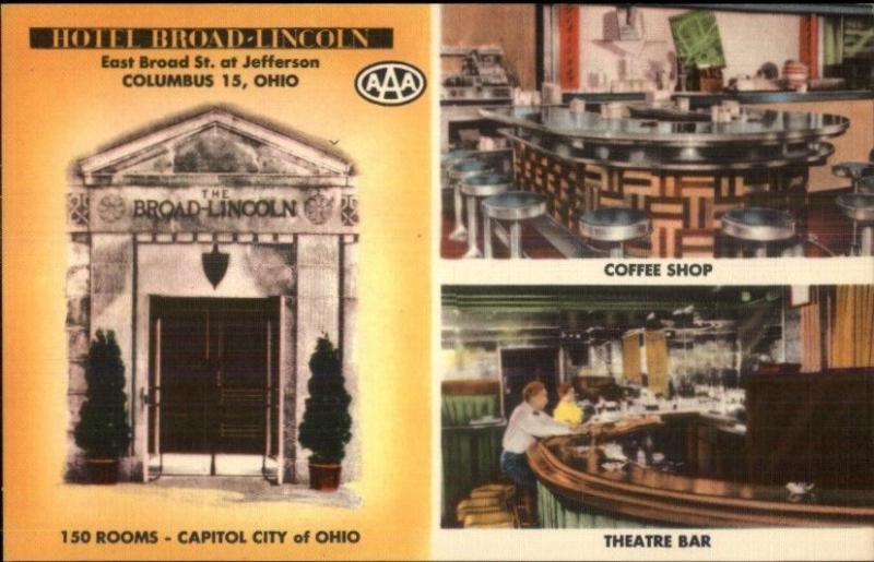 Columbus OH Hotel Broad-Lincoln LINEN Coffee Shop Postcard