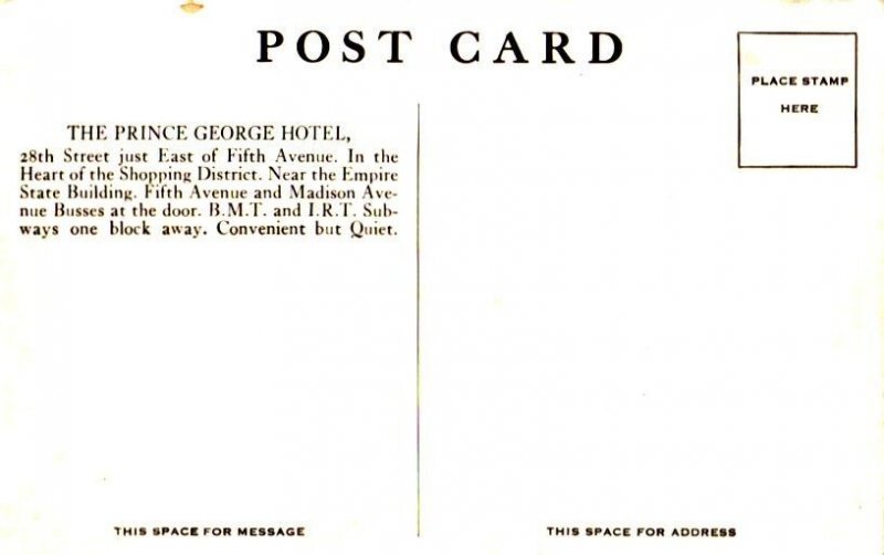 LARGEST HOTEL LOUNGE IN NEW YORK, AT THE PRINCE GEORGE HOTEL Fifth Ave & 28th St