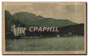 Old Postcard Menthon Le Pavillon des Fleurs and the Spinner Boat