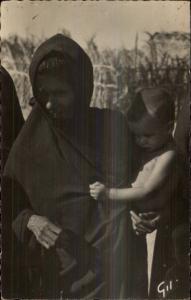 Native Woman & Child Mauretania Africa Mauritanie Real Photo Postcard