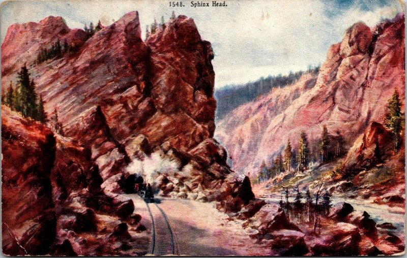 Train Sphinx Head Rock & Tunnel Moffat Road CO Colorado Postcard