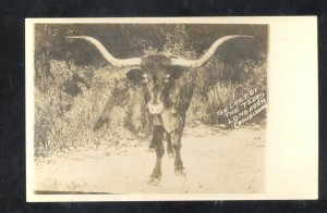 RPPC DOUBLEDAY REAL PHOTO POSTCARD LAST OF THE TEXAS LONGHORNS CATTLE