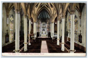 1910 Interior St. Mary's Catholic Church Scene Fort Wayne Indiana IN Postcard