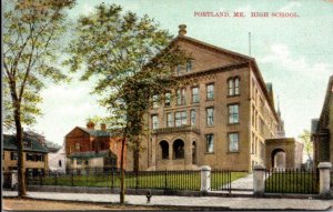 Vintage postcard High School Portland ME c1909 K14