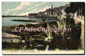 Old Postcard Menton Garavan View from