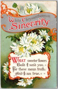 White Crysanthemum Sweet Flower Sincerity Greetings Wishes Card  Postcard