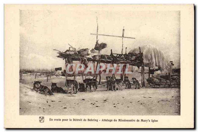 Old Postcard Polar En route to the Strait of Behring hitch missionary Mary & ...