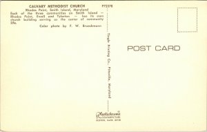 Calvary Methodist Church Rhodes Point Smith Island Maryland MD Postcard VTG UNP  