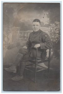 1919 Soldier Studio Portrait Shea Koblenz Germany RPPC Posted Postcard