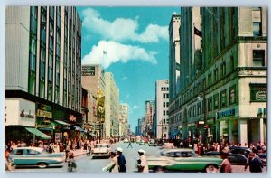 Montreal Canada Postcard Ste Catherine St Peel Busy Day Street Scene 1960 Posted
