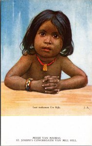 India St Joseph's Congregatie Van Mill Hill Madras Girl Vintage Postcard C150