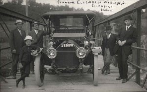 Ellenboro WI Close-Up Car on Bridge License Plate RPPC +++Photography