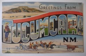 Greetings Souvenir From Tucumcari  New Mexico Large Letter Postcard Linen 1947