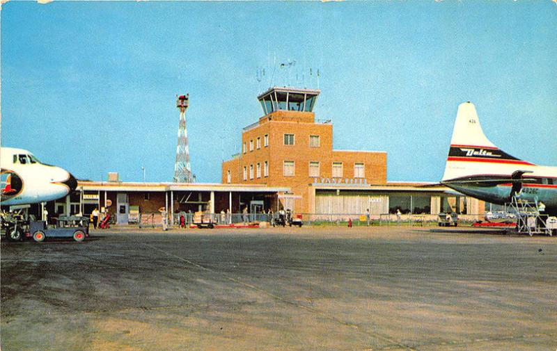 Evansville IN Dress Memorial Airport Delta Airline Postcard