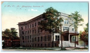 1910 YMCA Building Stairs Entrance Door Dirt Road Kankakee Illinois IL Postcard