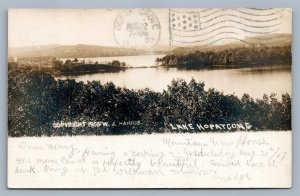 LAKE HOPARCONG NJ 1906 ANTIQUE REAL PHOTO POSTCARD RPPC