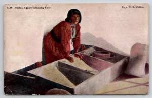 American Indian Pueblo Squaw Grinding Corn Postcard N23