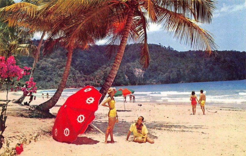 TRINIDAD Maracas Bay Caribbean Beach Pan American World Airways c1950s Postcard