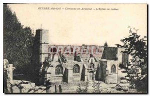 Old Postcard Clermont in Argonne Church in ruins