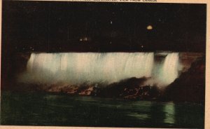 Vintage Postcard 1910's American Falls Showing Illuminated View From Canada CAN 