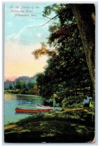 1908 On The Banks of the Milwaukee River Milwaukee Wisconsin WI Antique Postcard