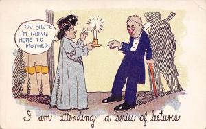 Comic Pun~Drunk is Attending a Series of Lectures~Wife Going Home to Mother