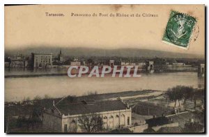 Old Postcard Panorama Tarascon du Rhone Bridge and Chateau