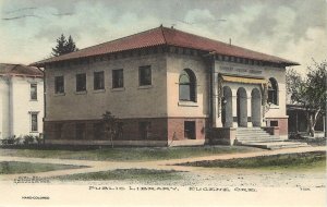 Hand-Colored Postcard; Carnegie Library, Eugene OR, Posted 1908