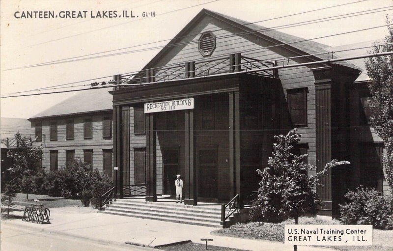 Real Photo, RPPC, U.S. Navy, Canteen Great Lakes, IL, USNTC , Old Postcard