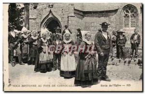 Postcard Old Breton Wedding in country out of Cornwall & # 39eglise (folklore...