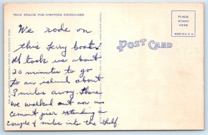 GALVESTON,TX Texas ~ BOLIVAR FERRY Scenic Landing c1950s Linen Postcard