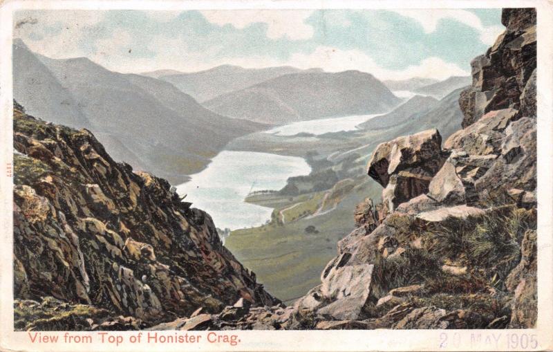 VIEW FROM TOP OF HONISTER CRAG CUMBRIA UK POSTCARD 1905