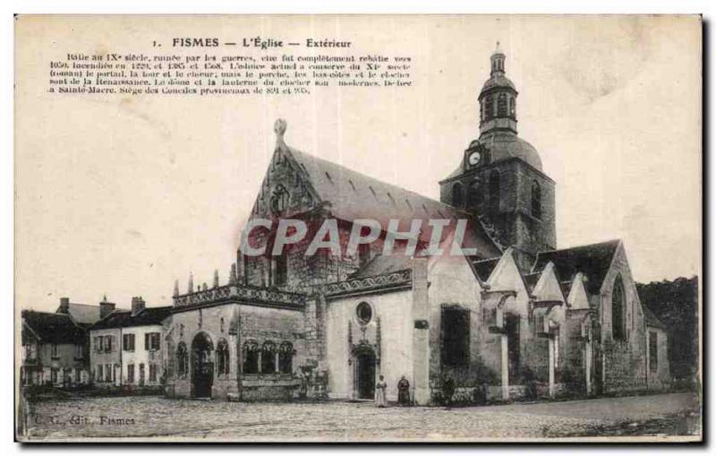 Old Postcard Fismes The Outside Church