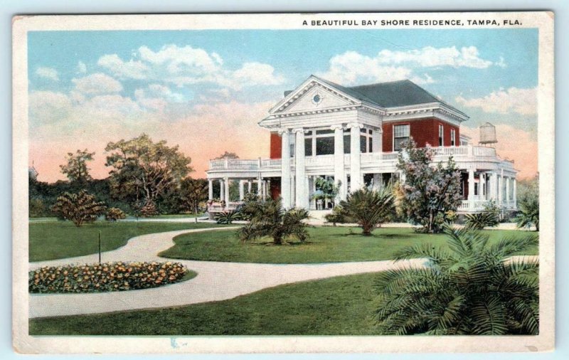 TAMPA, Florida FL~ Residence BAY SHORE BOULEVARD Street Scene c1920s Postcard